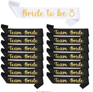 Set de bandas para despedida de soltera con letras doradas brillantes para fiesta nupcial.
