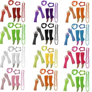 1980s retro party fishnet gloves leg warmers set for women carnival dress up costume props