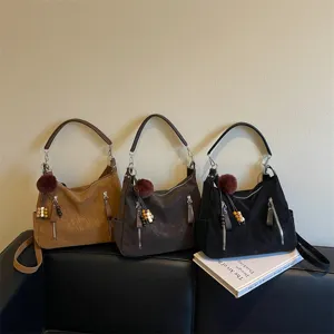 Bolso tote vintage de gran capacidad estilo coreano, cómodo bolso de hombro elegante