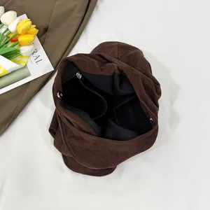 Sac a bandouliere hobo en suede marron grande capacite sac cabas decontracte chic