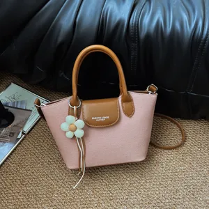 Women Fashion PU Leather Top Handle Bag Color Block Zipper Crossbody Bag Simple Elegant Square Shoulder Bag Satchel Purse For Daily Work