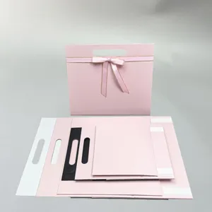 Foldable one-piece portable bow knot gift box cosmetic packaging bag wholesale sale