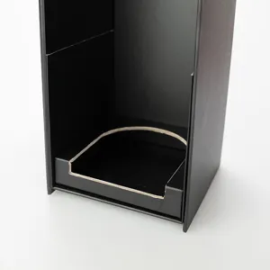 Black custom gift wine box inner lining packaging folding paper gift box detail display.