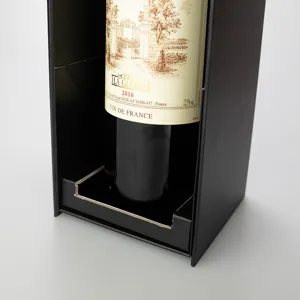 Custom four-corner folding red wine gift box with secure insert packaging detail design