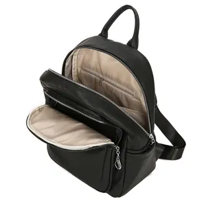 Womens black casual backpack large capacity daily commuting travel school bag stylish design