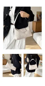 Elegant women woven underarm shoulder bag, stylish casual chic commuter handbag for summer daily wear.