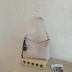 Borsa a Tracolla da Donna in PU con Motivo Intrecciato Borsa Sottoascellare Chic Borsa Hobo Casual di Moda Tinta Unita Borsa da Pendolare per il Quotidiano