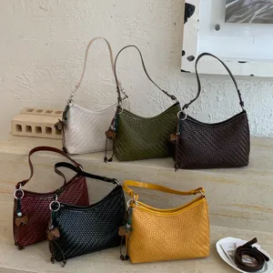 Borsa a spalla intrecciata elegante borsa hobo in pelle PU casual da donna per estate