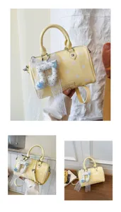 Summer new polka dot handbag for women, cute pillow bag with lace note charm, casual crossbody.