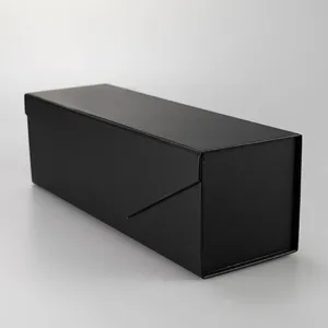 Black folding gift box premium cardboard packaging box for wine storage and presentation elegant