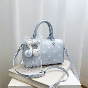 Women Polka Dot Pillow Bag PU Leather Top Handle Handbag Printed Crossbody Shoulder Bag Casual Travel Fashion Satchel