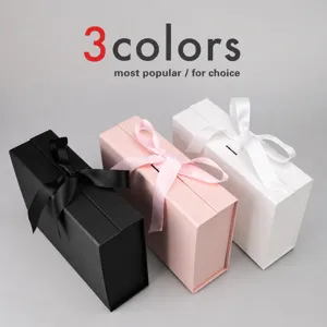 Detail view of gift box with ribbon, showing fine texture and folding design options.