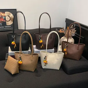 Gewoven shopper tas voor dames grote capaciteit elegante schoudertas zomertas dagelijks