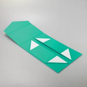 Detaillierte Ansicht der zusammenklappbaren türkisen Geschenkschachtel für individuelle Verpackung.