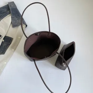 Geweven leren shopper handtas voor dames grote capaciteit schoudertas minimalistische stijl