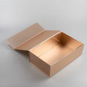 Roségoldene magnetische Faltgeschenkbox, hochwertige Kartonverpackung für Kosmetikartikel.