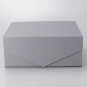Detaillierte Ansicht der grauen Faltgeschenkbox mit magnetischem Klappverschluss