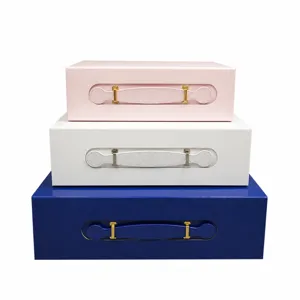 PU Leder Geschenkkasten kosmetische Faltung magnetische Verpackungsbox mit stilvollen Griffen