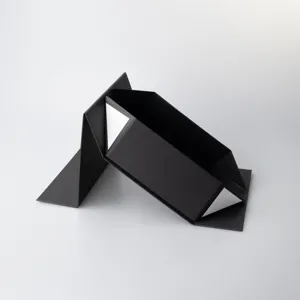 Black foldable gift box with magnetic closure large packaging present box detail view