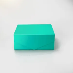 Boite cadeau magnetique turquoise pliante emballage pour bijoux stockage et vente au detail.