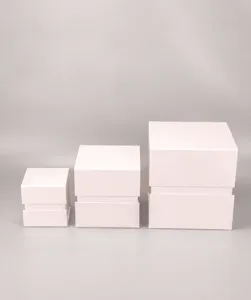 One-piece white cubic folding box square gift box detail showing premium rigid paper material.