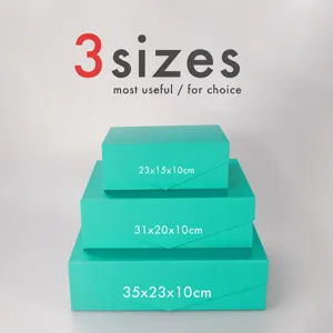 Boîtes cadeaux magnétiques cyan lot de 3 tailles différentes pour emballage élégant.