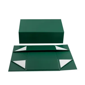 Dunkelgrüne faltbare Geschenkschachtel mit Magnetverschluss Verpackung für Weinpräsentation