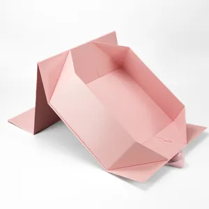 Pink folding gift box large collapsible packaging storage box for apparel shoes present wrapping
