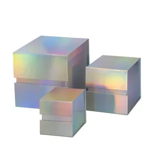 Coffrets cadeaux magnétiques holographiques carrés, emballage pliable pour superbes présents.