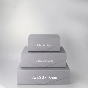 Faltbare Magnet-Geschenkboxen in 3 Größen, graue Präsentationsverpackung für Geschenke.