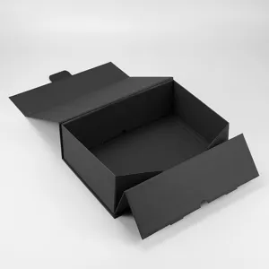 Boîte cadeau pliante noire, emballage en carton écologique, boîte de rangement sans aimant.
