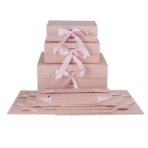 Boîte Cadeau Pliable Fermeture Magnétique Boîte en Carton Avec Ruban Pour Rangement Cosmétique Bijoux