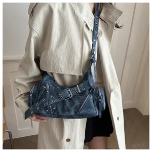 Donna vintage moto borsa a tracolla autunno nuovo stile punk hobo borsa design chic