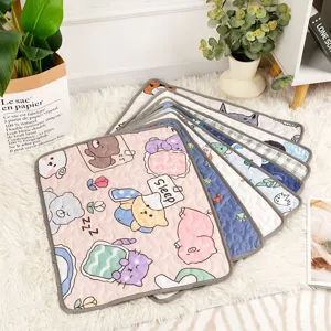 Cute Cartoon Animal Printed Pet Sleep Mat Soft Brushed Cotton Dog Bed Cushion Washable Pet Supplies For Cats And Dogs