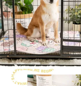Pet sleeping mat for dogs and cats, cute cartoon printed soft cushion for cage use, four seasons