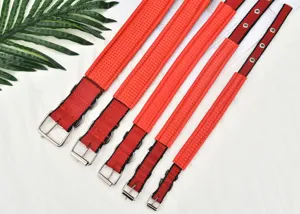 Red foam pet dog collar adjustable nylon neck strap set for small medium large dogs