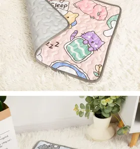 Cute cartoon pet sleeping mat, soft and comfortable dog cat cushion with anti-slip bottom.