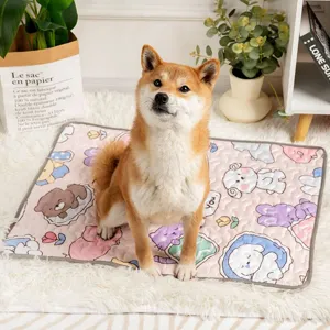 Cute cartoon pattern pet sleeping mat, comfortable dog and cat cushion pad for all seasons.
