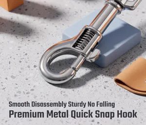 Durable metal quick snap hook detail for dog leash, robust and reliable pet supplies hardware.