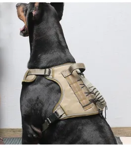 Tactical dog harness for medium large dogs, anti-pull heavy duty vest with handle.