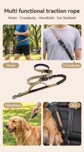 Multi-functional dog leash hands-free running waist crossbody handheld car seatbelt
