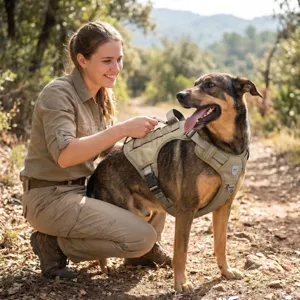 Tactical dog harness for medium large dogs, escape proof pet vest with handle and molle webbing.