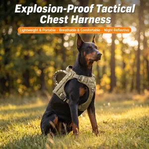 Tactical Dog Harness And Leash Set Adjustable No Pull Reflective Pet Vest For Medium Large Dogs Outdoor Walking