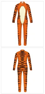 Kids tiger print jumpsuit 3D digital print animal costume party stage performance outfit