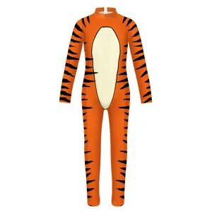 Children tiger costume 3D digital print animal jumpsuit morphsuit for stage party performance outfit