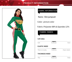 Weihnachts-Elfen-Schlankheitskombination Detailansicht mit Stoffinformationen und Indizes.