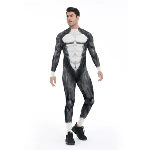 Costume Cosplay Stampa Digitale Animale Halloween Performance Teatrale Girocollo Manica Lunga Tuta Slim Unitard Uomo Donna Festa