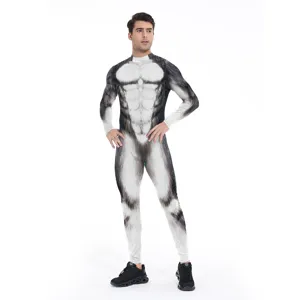 Costume cosplay stampa animale Halloween body manica lunga spettacolo festa divertente