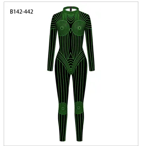 2025 European and American cross-border digital print tight-fitting performance bodysuit.