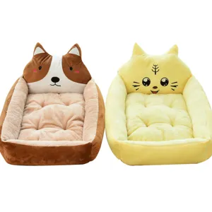 Cute cartoon pet bed dog cat house plush cushion soft winter warm sleeping mat for pets.